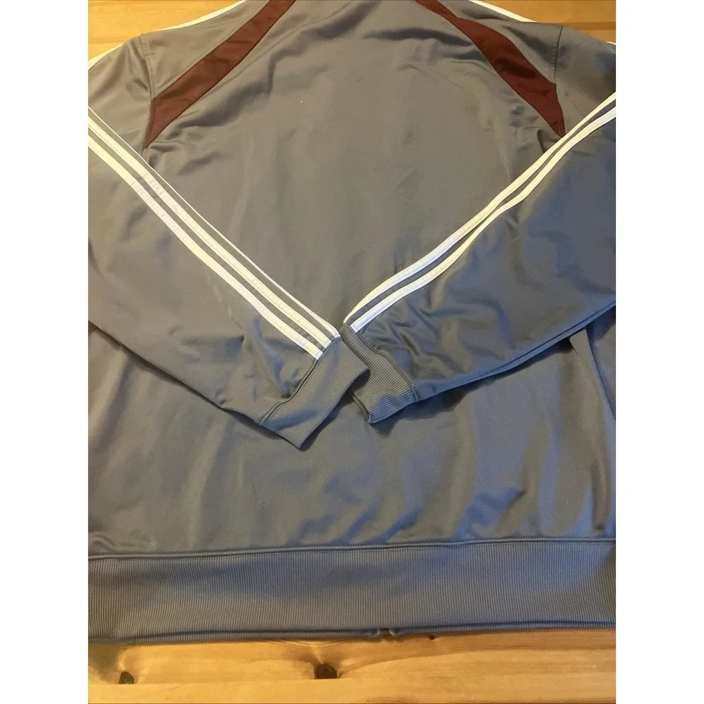 ADIDAS Full Zip Up Mock Neck Long Sleeve Gray Maroon Track Jacket Men's Size 2XL